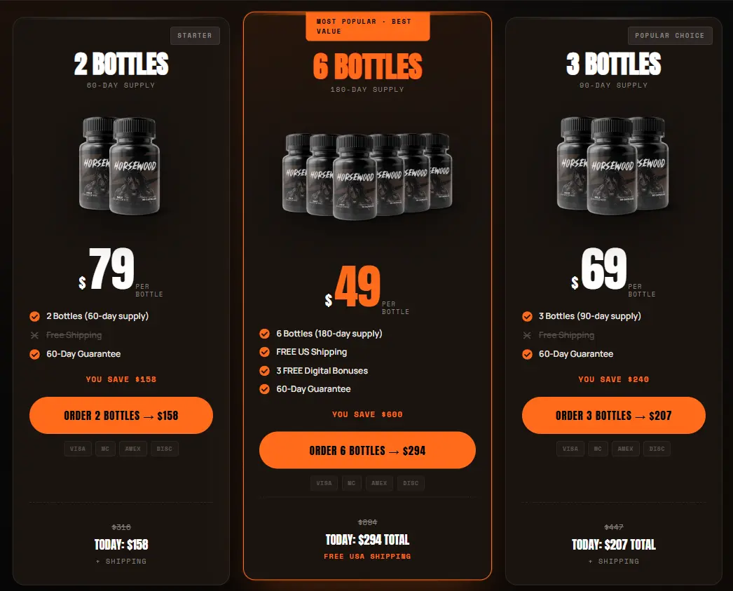 Horsewood Pricing Screenshot